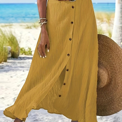 Montarello Button Front A-Line Maxi Skirt Women's