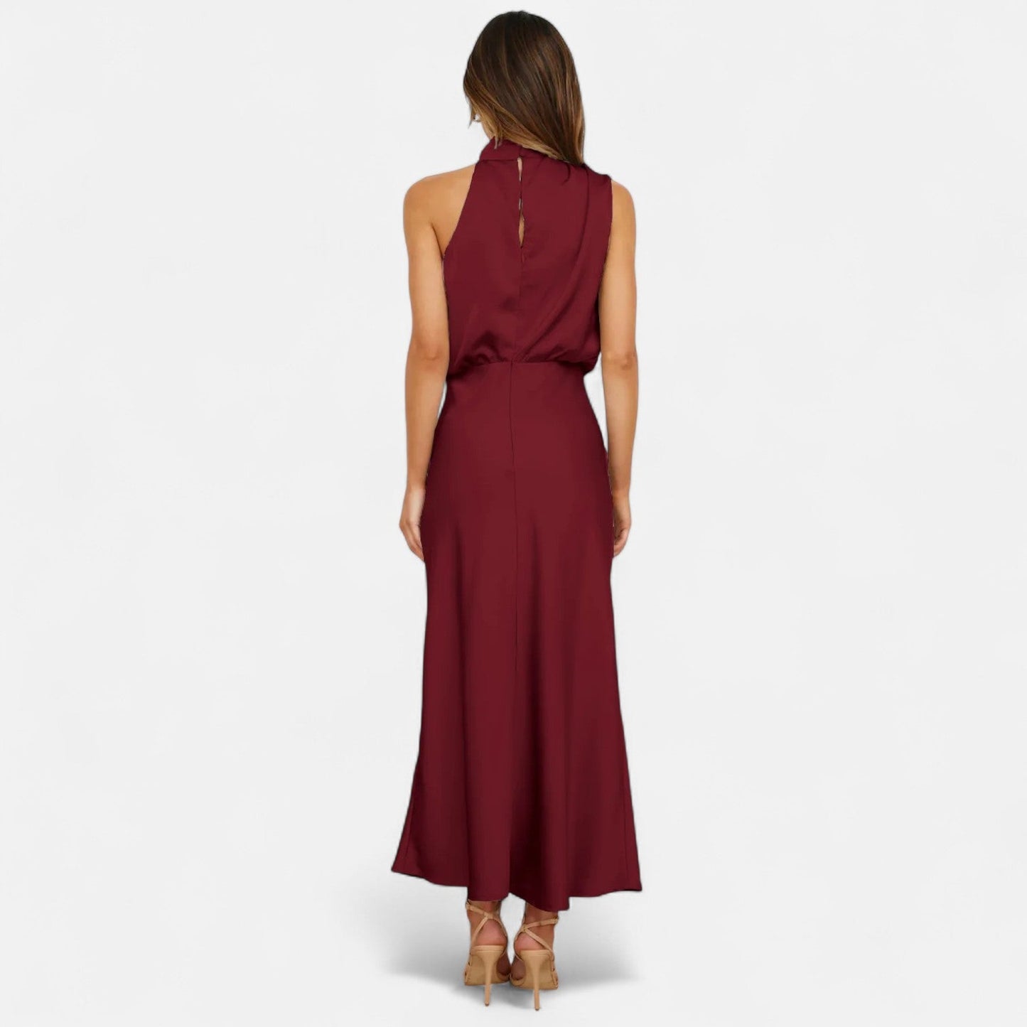 Montarello Women’s Satin Sleeveless Long Dress