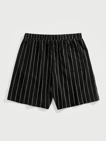 Montarello Pinstripe Men's Elastic Waist Beach Shorts