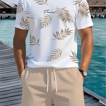 Montarello Palm Print Men's T-Shirt & Shorts Set