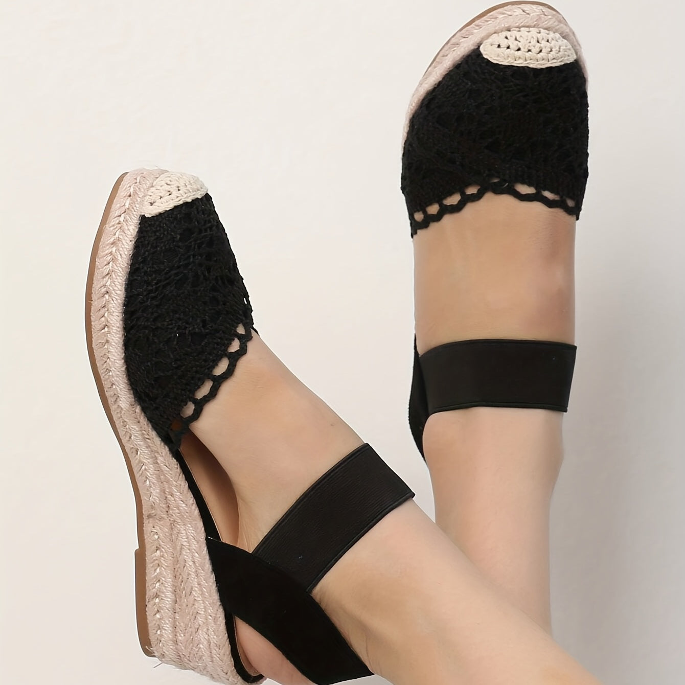 Montarello Women's Crochet Espadrille Wedge Sandals