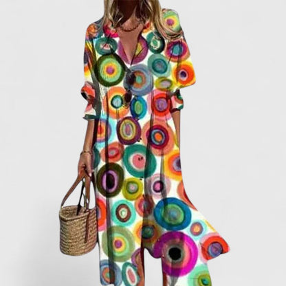 Montarello Women's Boho Print Shirt Dress Maxi