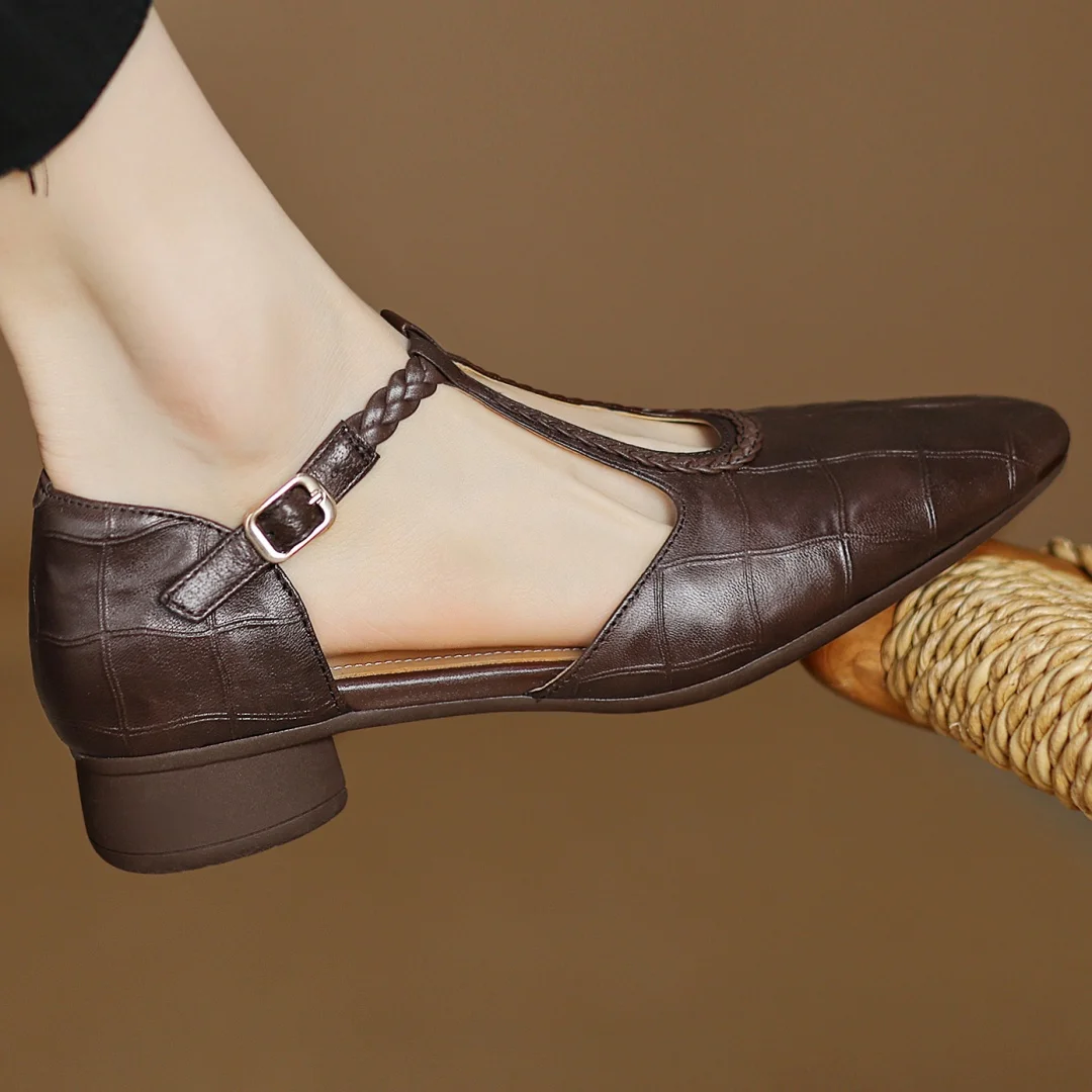 Montarello Women's Pointed Toe Mary Jane Flats