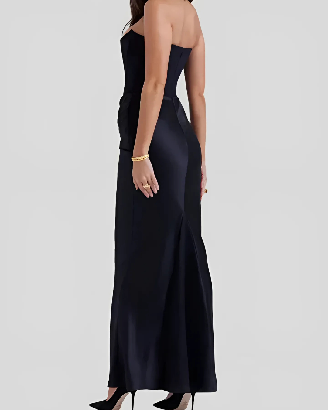 Montarello Women's Strapless Draped Maxi Wedding Guest Dress