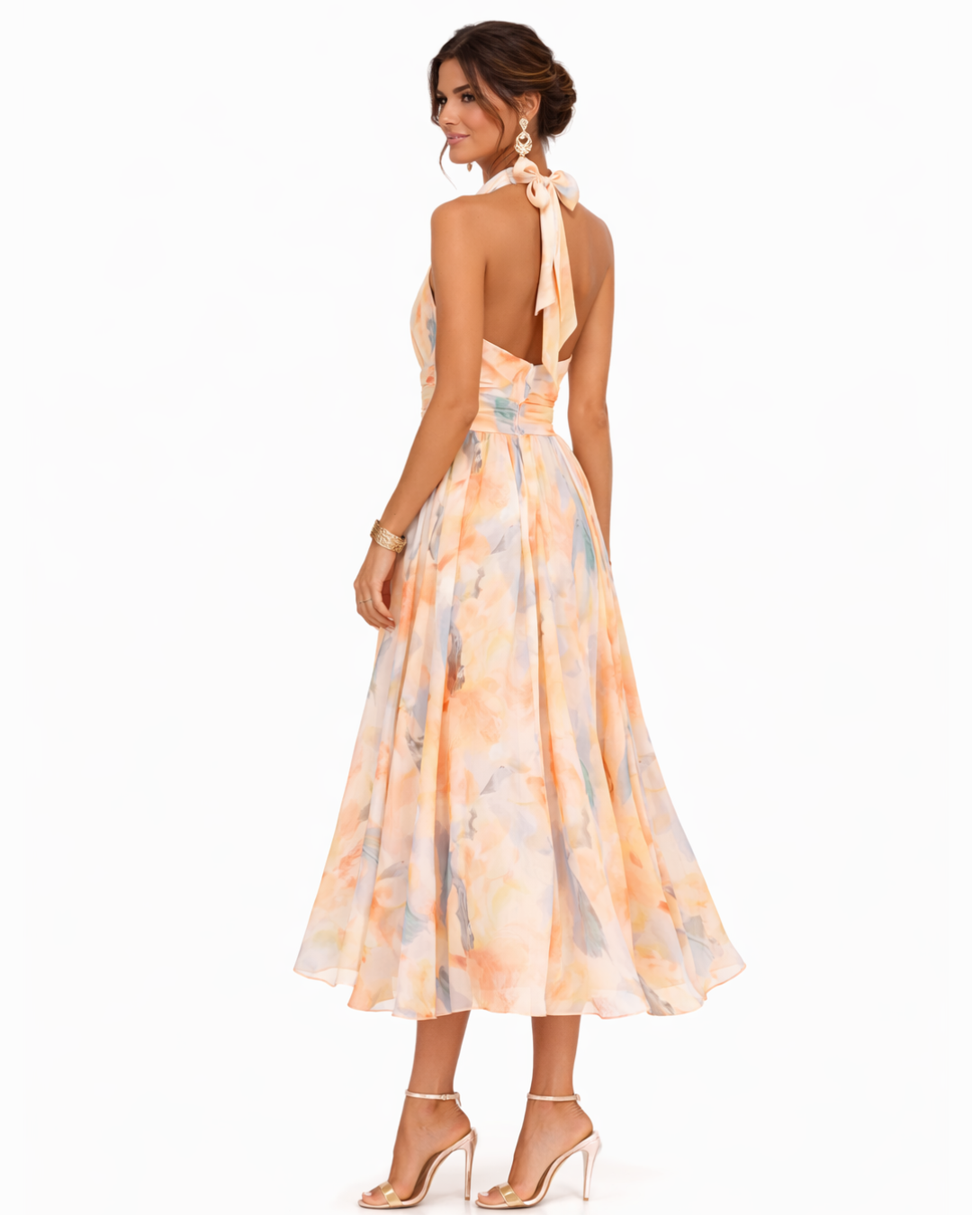 Montarello Women’s Watercolor Halter Maxi Dress