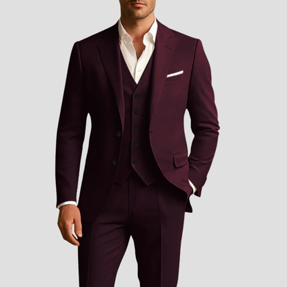 Montarello Men's Wedding 3-Piece Slim Fit Suit – Blazer, Waistcoat & Trousers