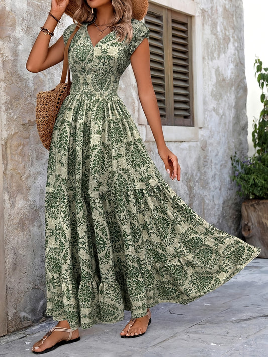 Montarello Paisley Print Women's Smocked Maxi Dress