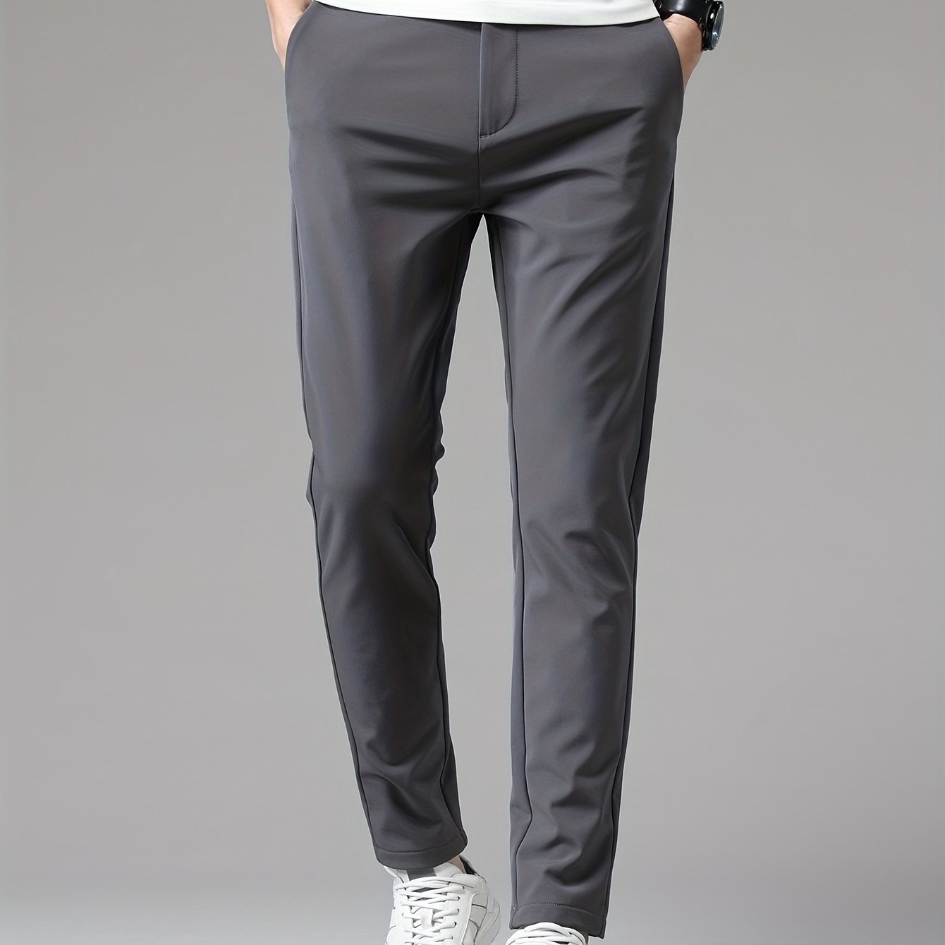 Montarello Men's Slim Fit Stretch Trousers with Straight Leg