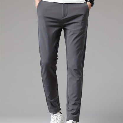 Montarello Men's Slim Fit Stretch Trousers with Straight Leg