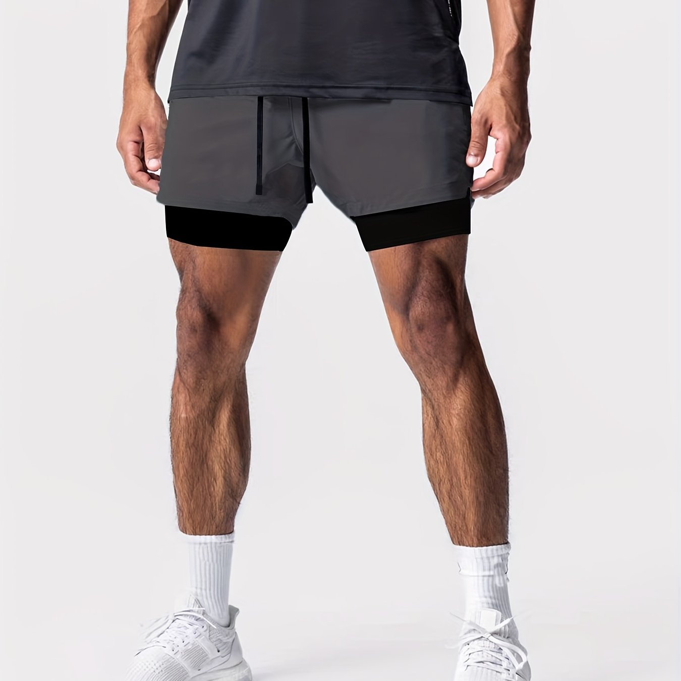 Montarello Men's 2-in-1 Compression Lined Gym Shorts with Zip Pocket