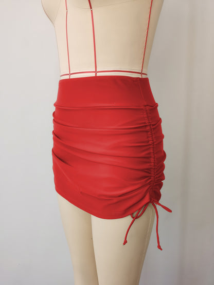 Montarello Women's High-Waisted Ruched Drawstring Swim Skirt