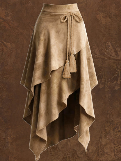 Montarello Women's Suede-Look Asymmetric Midi Skirt