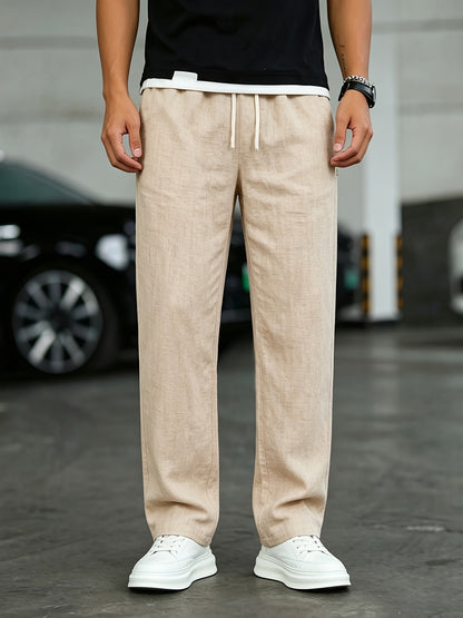 Montarello Men’s Linen-Look Relaxed Drawstring Trousers
