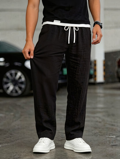 Montarello Men’s Linen-Look Relaxed Drawstring Trousers
