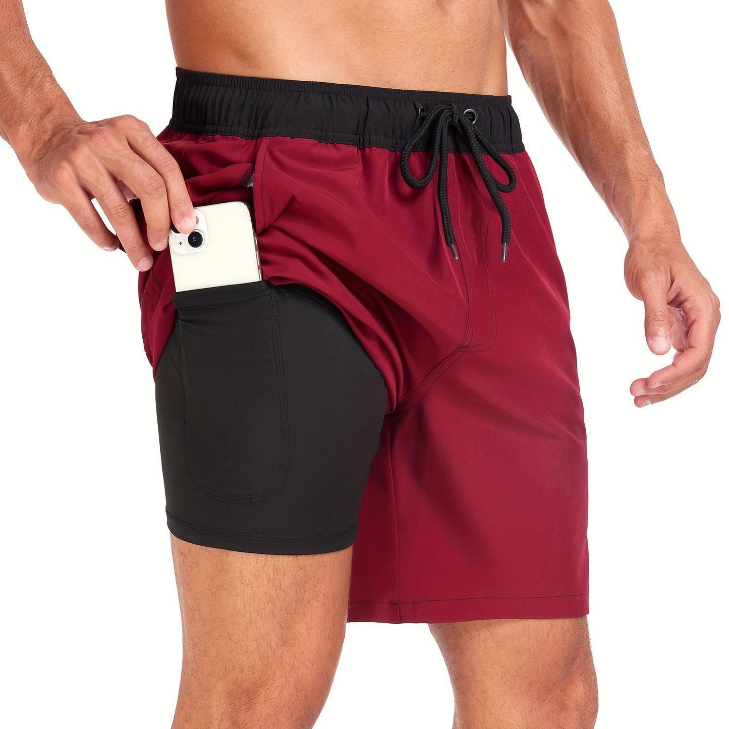 Montarello Men's Swim Shorts with Compression Liner and Pocket