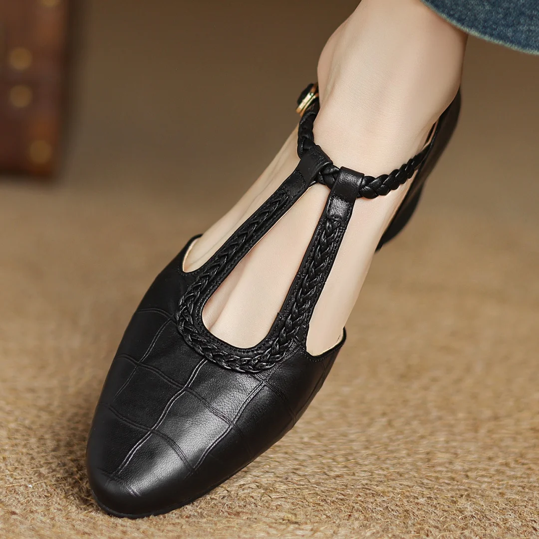 Montarello Women's Pointed Toe Mary Jane Flats