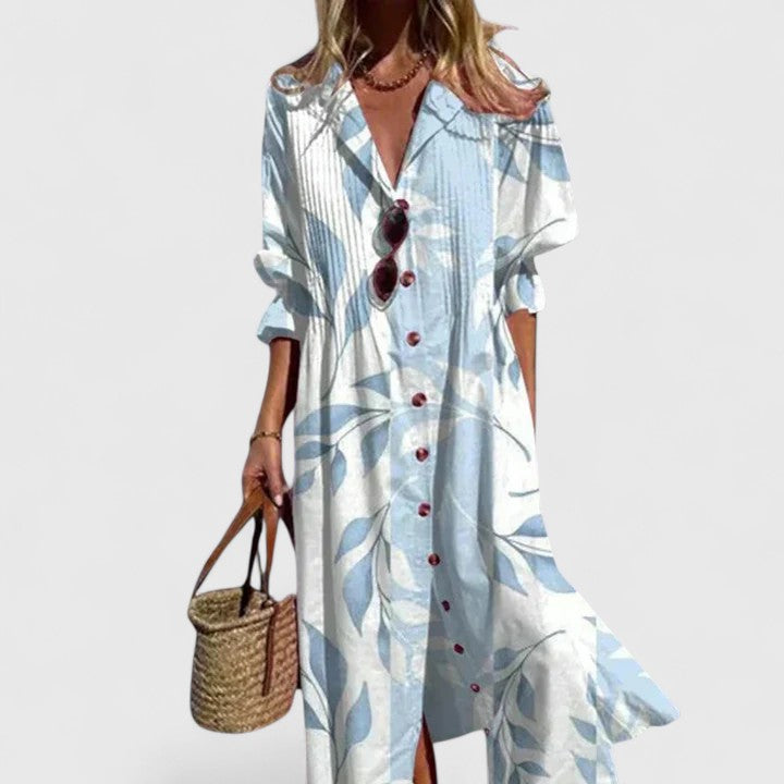 Montarello Women's Boho Print Shirt Dress Maxi