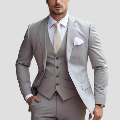 Montarello Men's Slim Fit 3-Piece Suit Set – Blazer, Waistcoat & Trousers