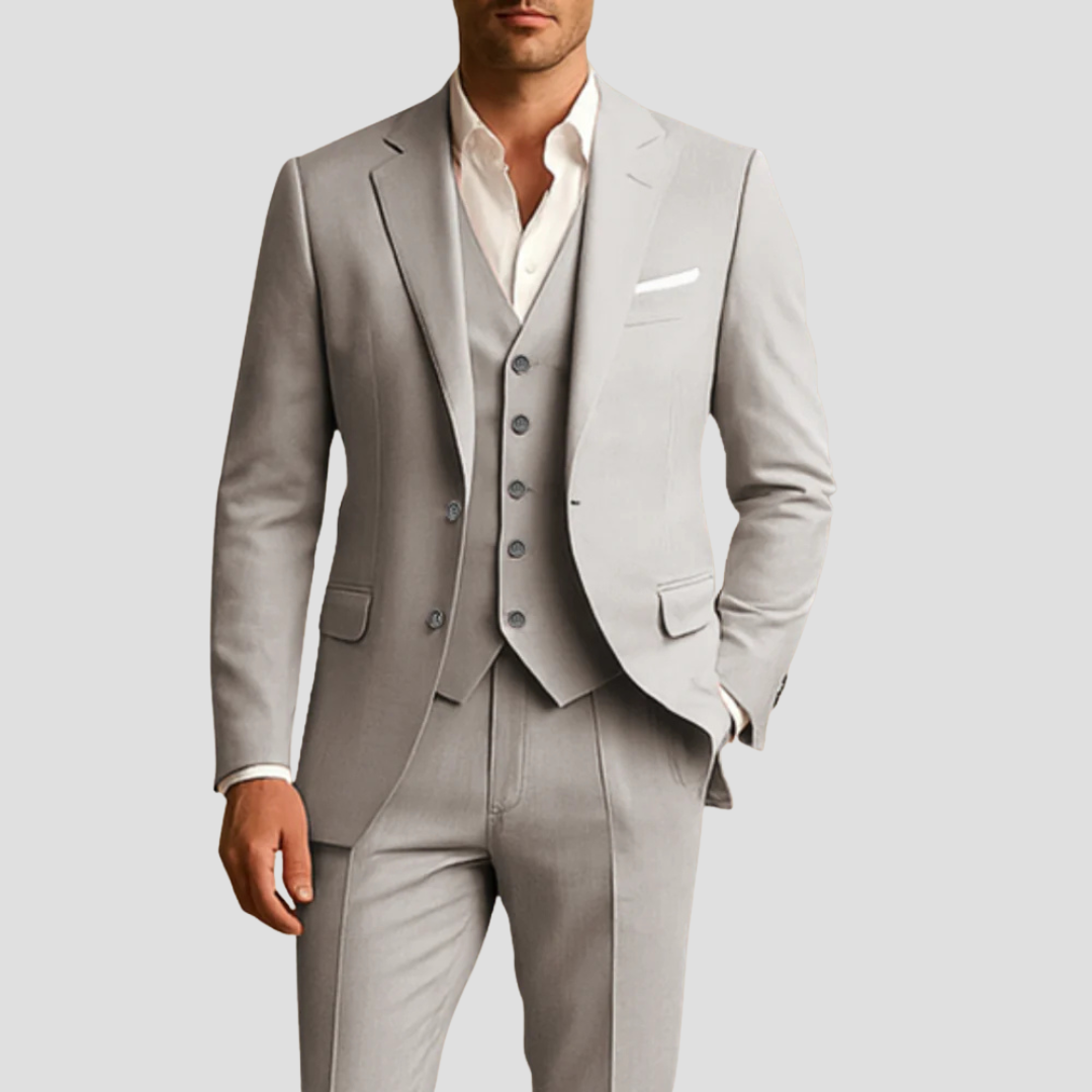Montarello Men's Wedding 3-Piece Slim Fit Suit – Blazer, Waistcoat & Trousers