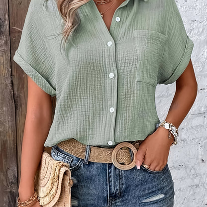 Montarello Women’s Textured Button-Up Summer Shirt