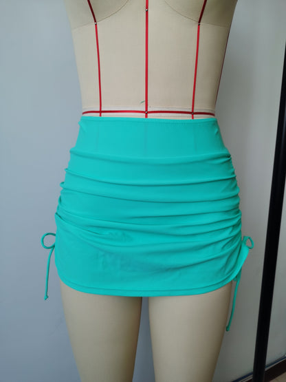 Montarello Women's High-Waisted Ruched Drawstring Swim Skirt