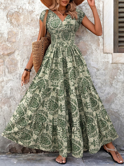 Montarello Paisley Print Women's Smocked Maxi Dress