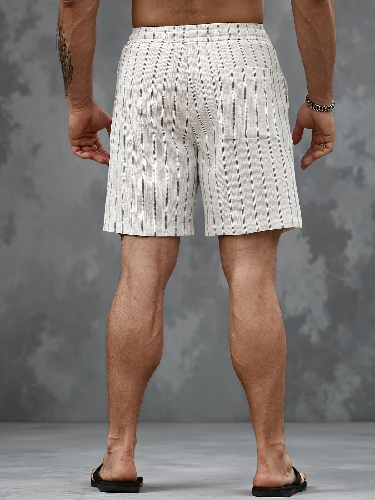 Montarello Men's Pinstripe Elasticated Drawstring Beach Shorts