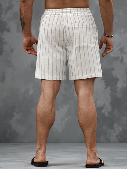 Montarello Pinstripe Men's Elastic Waist Beach Shorts