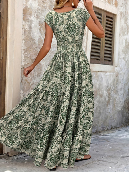 Montarello Paisley Print Women's Smocked Maxi Dress