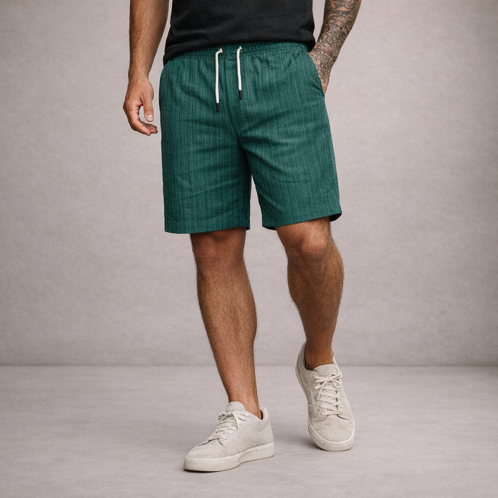 Shorts à cordon de serrage effet lin coupe régulière Montarello pour homme
