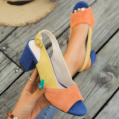 Montarello Colour Block Women's Block Heel Sandals