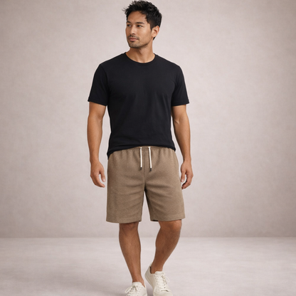 Shorts à cordon de serrage effet lin coupe régulière Montarello pour homme