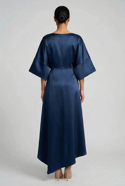 Montarello Women's Satin-Look Batwing Sleeve Wedding Guest Midi Dress