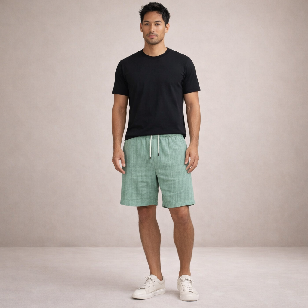 Shorts à cordon de serrage effet lin coupe régulière Montarello pour homme