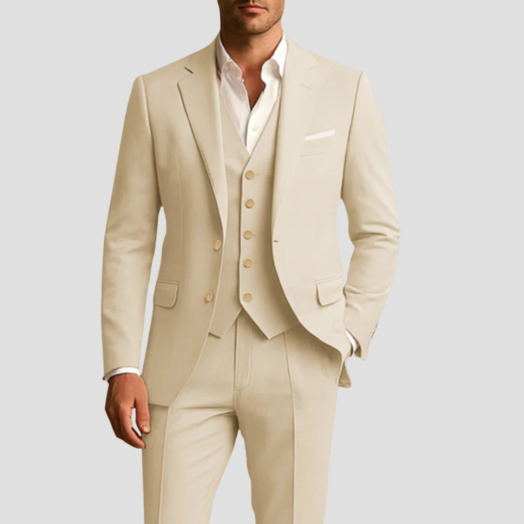 Montarello Men's Wedding 3-Piece Slim Fit Suit – Blazer, Waistcoat & Trousers