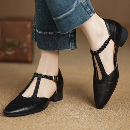 Montarello Women's Pointed Toe Mary Jane Flats