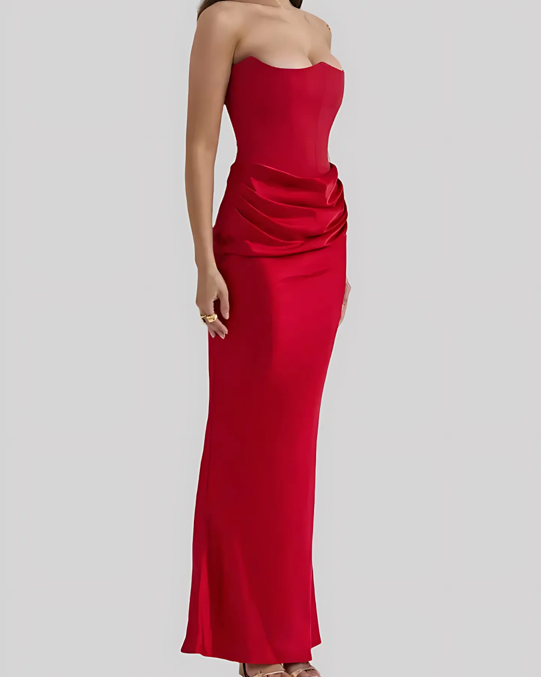 Montarello Women's Strapless Draped Maxi Wedding Guest Dress