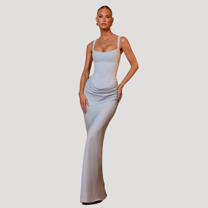 Montarello Square Neck Draped Maxi Dress Evening