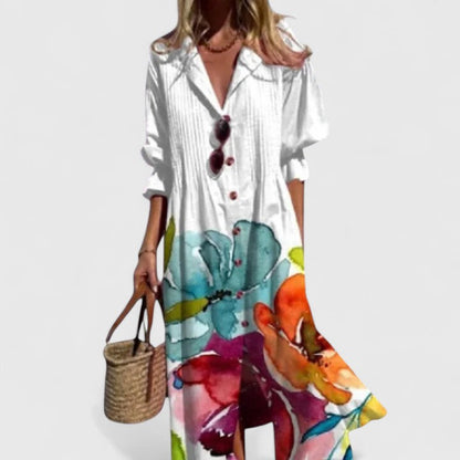 Montarello Women's Boho Print Shirt Dress Maxi