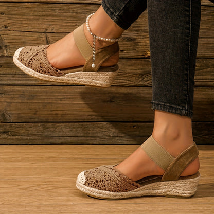 Montarello Women's Crochet Espadrille Wedge Sandals