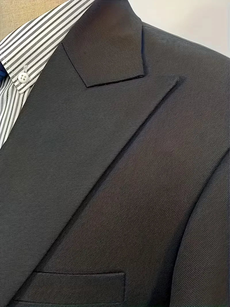 Montarello Men's Slim Fit Three-Piece Suit with Double-Breasted Waistcoat