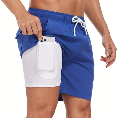 Montarello Men's Swim Shorts with Compression Liner and Pocket
