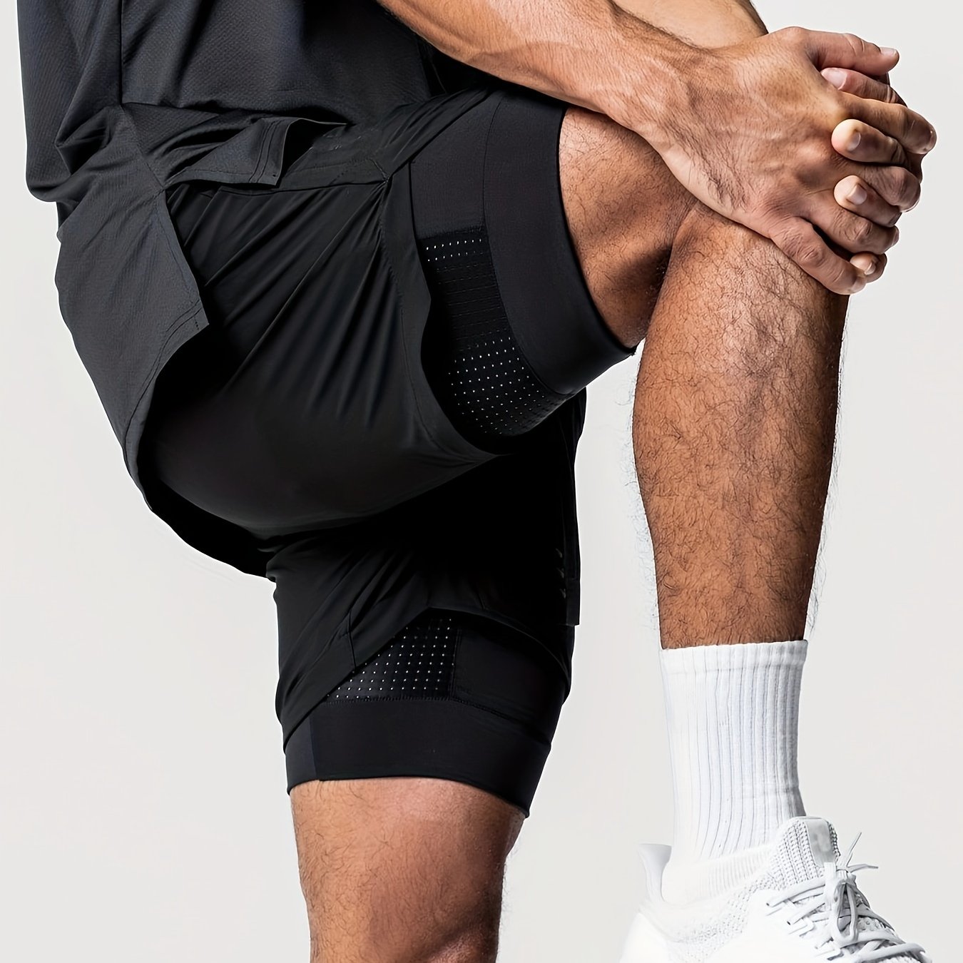Montarello Men's 2-in-1 Compression Lined Gym Shorts with Zip Pocket