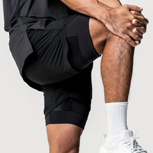 Montarello Men's 2-in-1 Compression Lined Gym Shorts with Zip Pocket