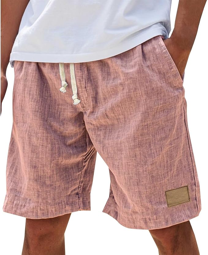 Montarello Men's Linen-Look Drawstring Shorts Relaxed Fit