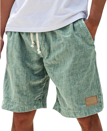 Montarello Men's Linen-Look Drawstring Shorts Relaxed Fit