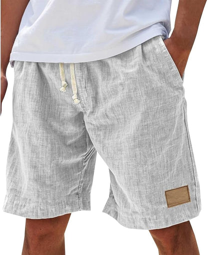 Montarello Men's Linen-Look Drawstring Shorts Relaxed Fit