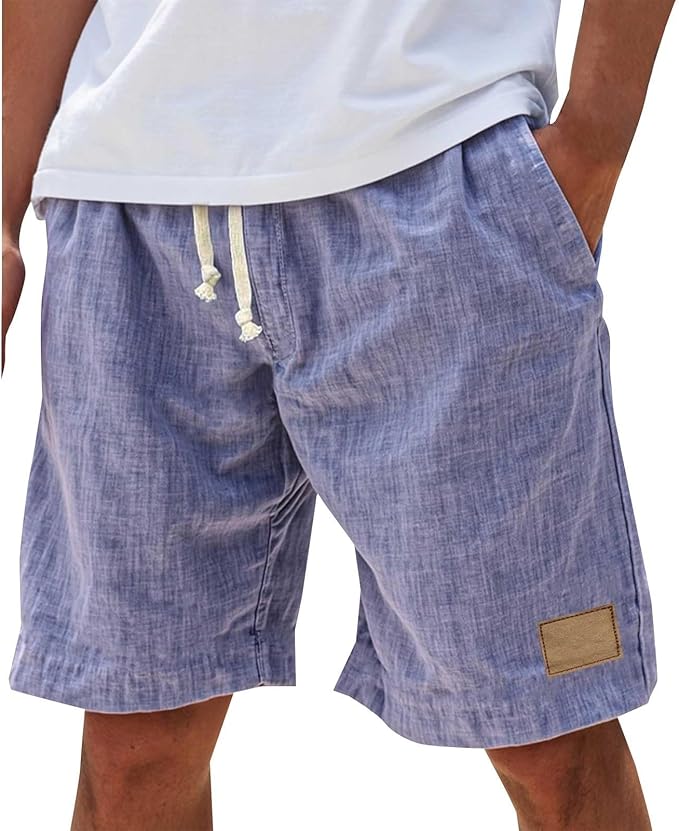 Montarello Men's Linen-Look Drawstring Shorts Relaxed Fit