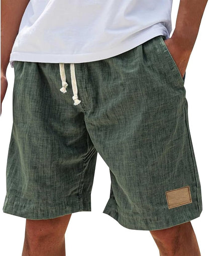Montarello Men's Linen-Look Drawstring Shorts Relaxed Fit