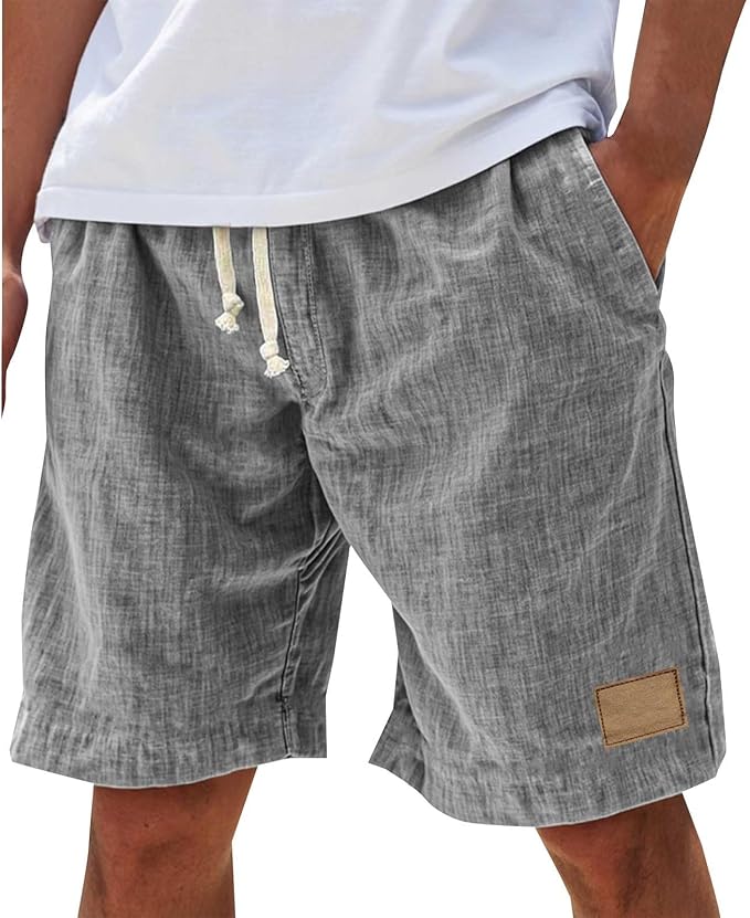 Montarello Men's Linen-Look Drawstring Shorts Relaxed Fit